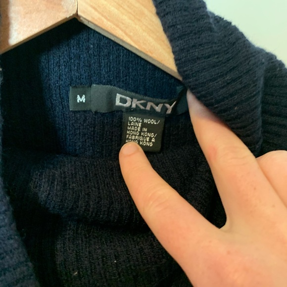 DKNY Navy Turtle Neck Sweater - Picture 3 of 4